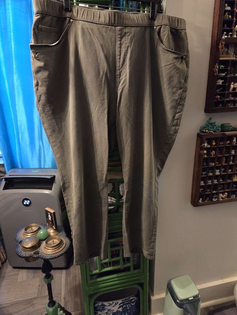 Catherine'a Women's Olive Green Pull-on Knit Jeans